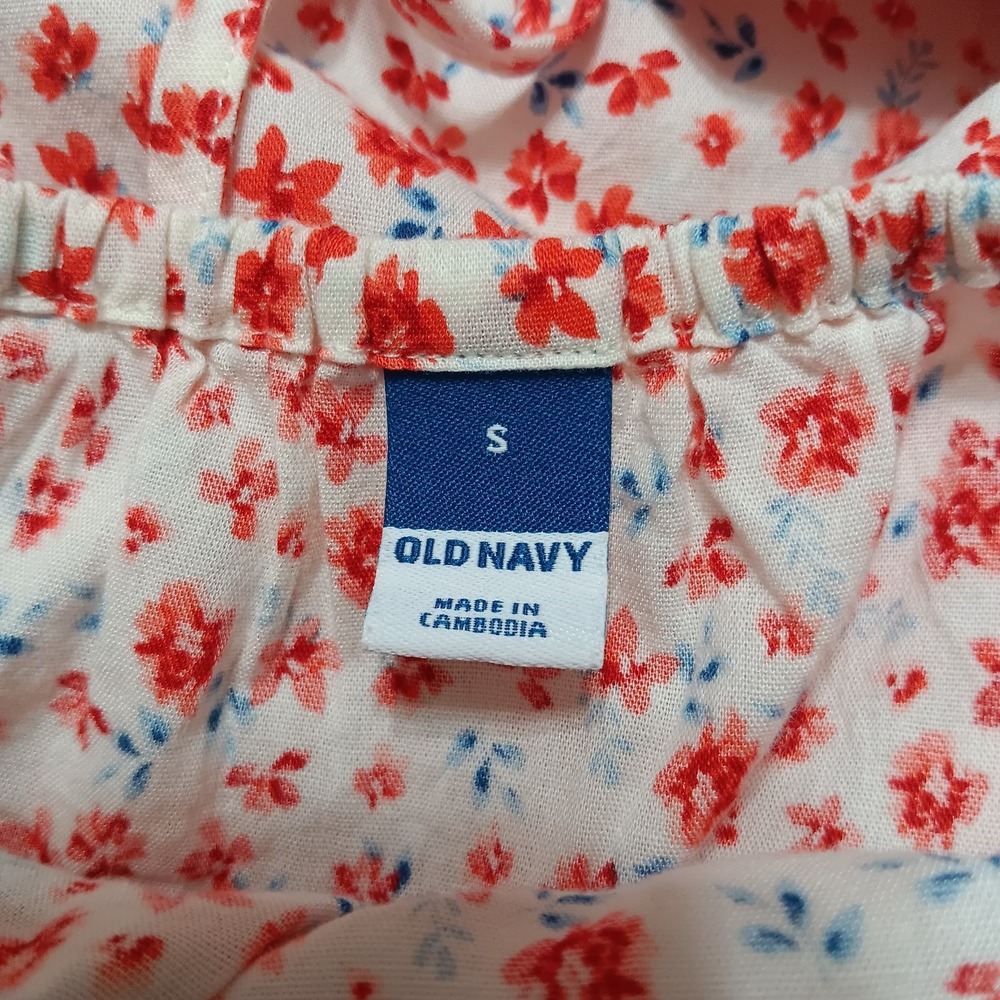 Old Navy Womens Small Flutter Sleeve Red Floral Ruffle Fit+Flare Dress‎ - Picture 3 of 7